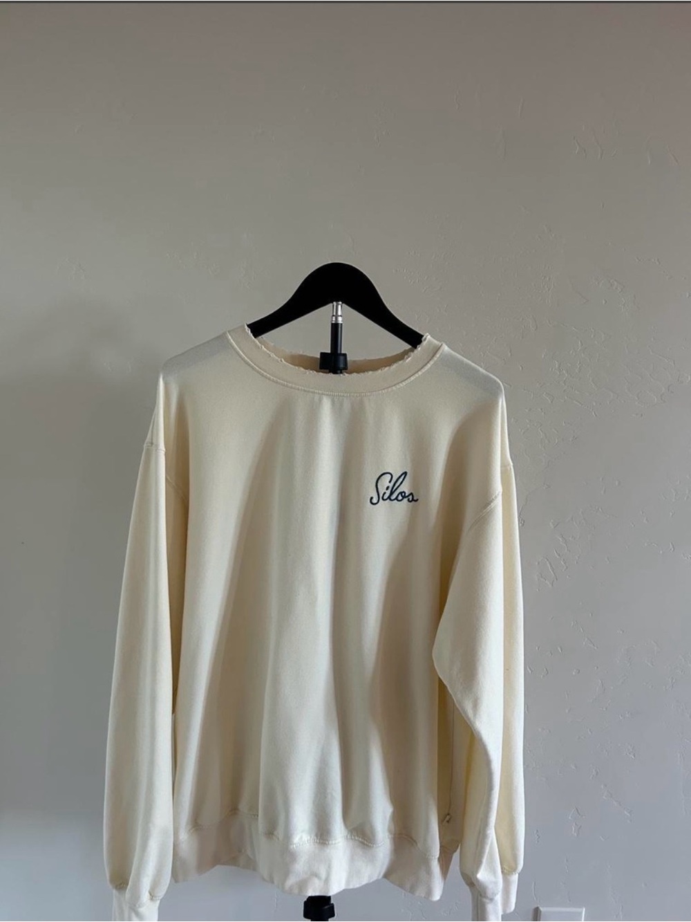 Magnolia Silos Cream Embroidered Crewneck Sweatshirt XL Made in USA